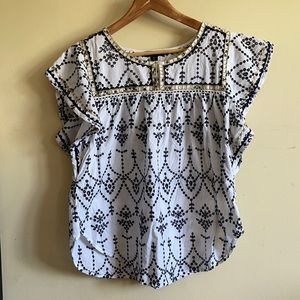 J.Crew top, XL white and blue